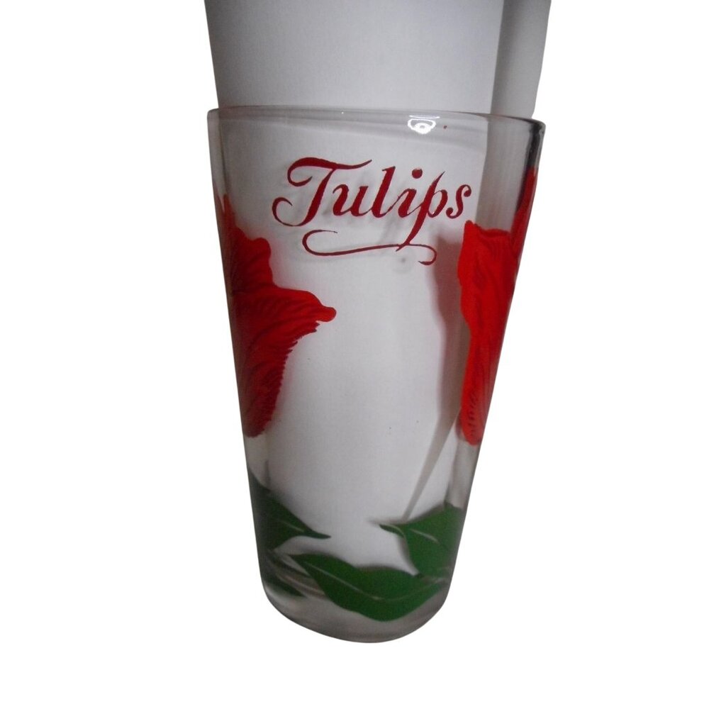 MCM Boscul Peanut Butter Drinking Juice Glass Tumbler Tulips Estate find 5"   #3